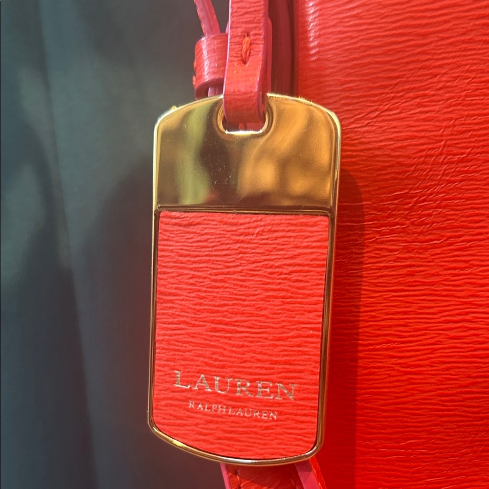 Ralph Lauren “Classic Old Money" Red Punch Tate Epi Leather Hobo w/Gold Hardware - Picture 3 of 8